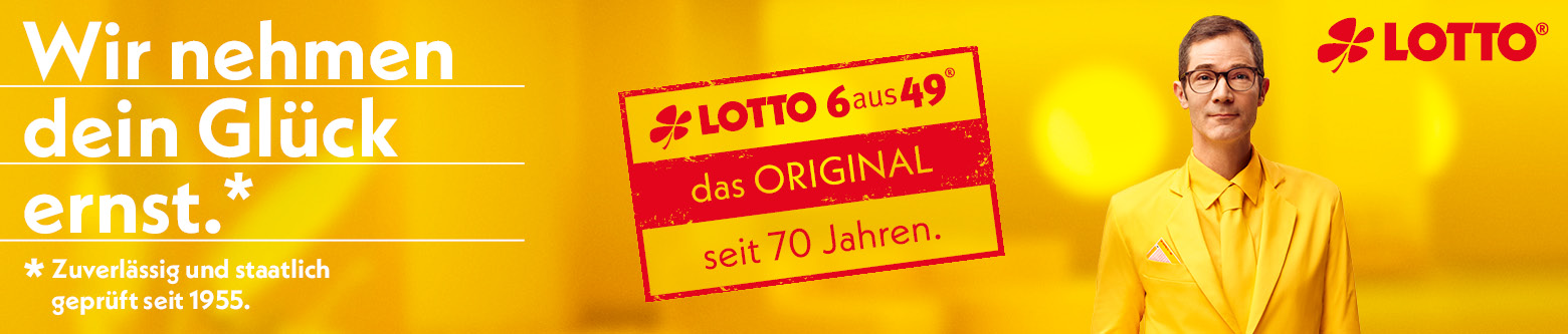 Werbemotiv Ernst Glück, Lotto 6aus49 - das Original seit 70 Jahren