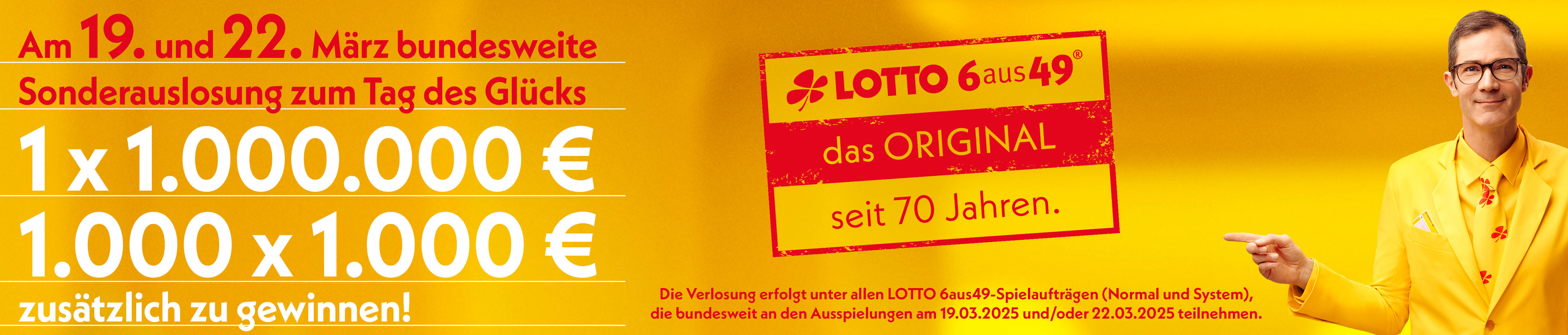 Werbemotiv Ernst Glück, Lotto 6aus49 - das Original seit 70 Jahren